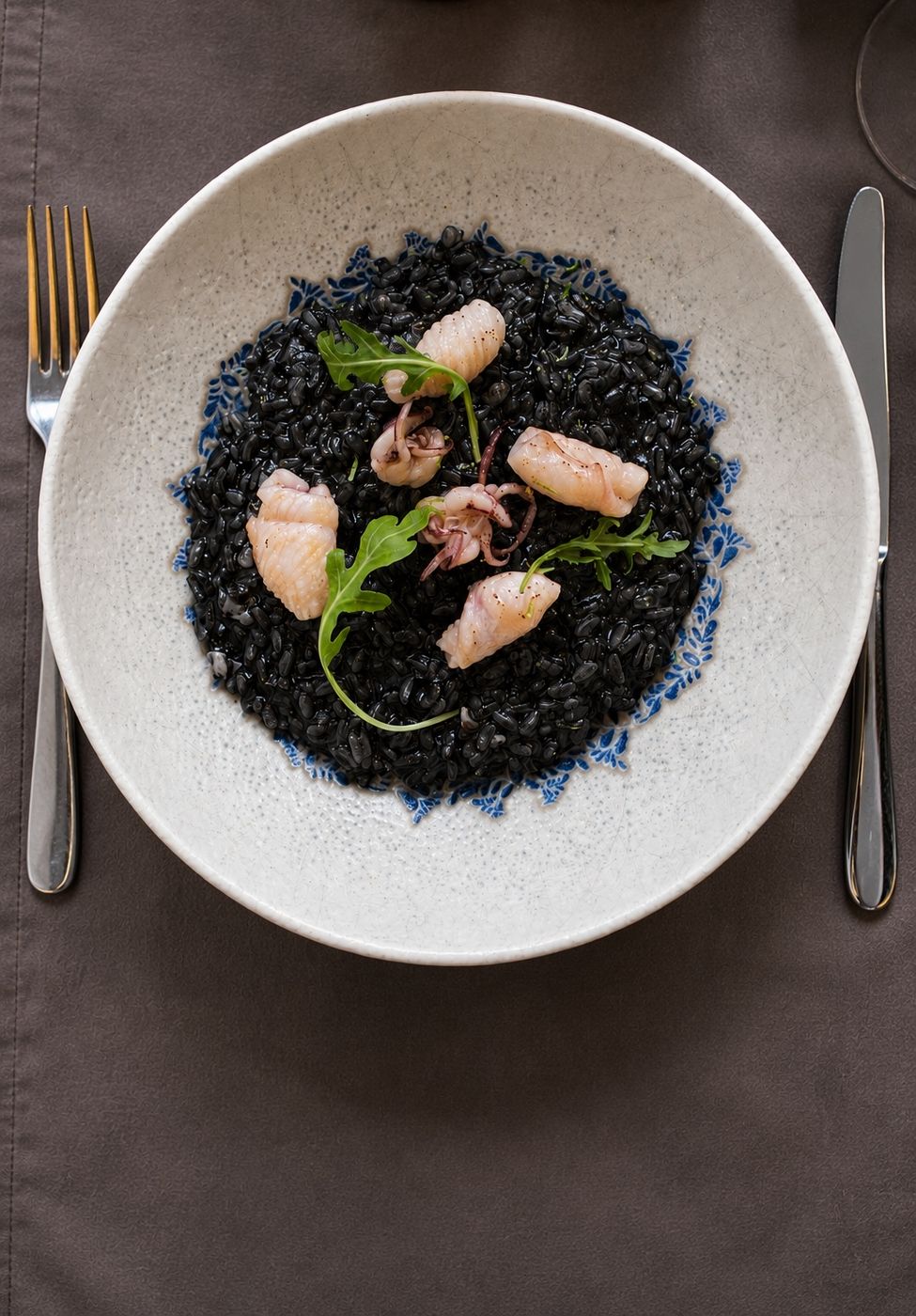 Risotto nero di seppia with calamari